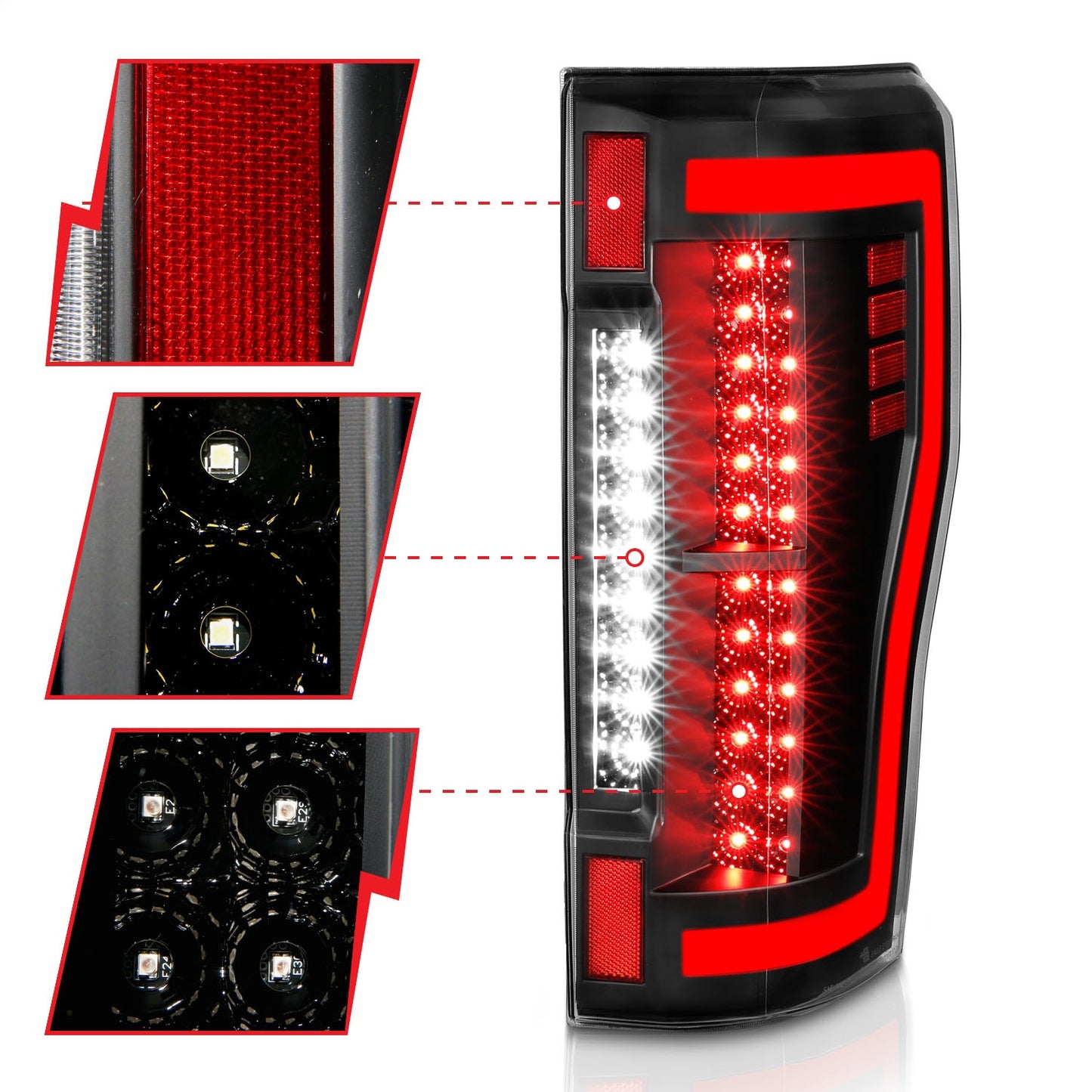 Anzo USA | LED Tail Light Assembly LED Red/Clear Lens Pair | Fits F-250 Super Duty | 311287