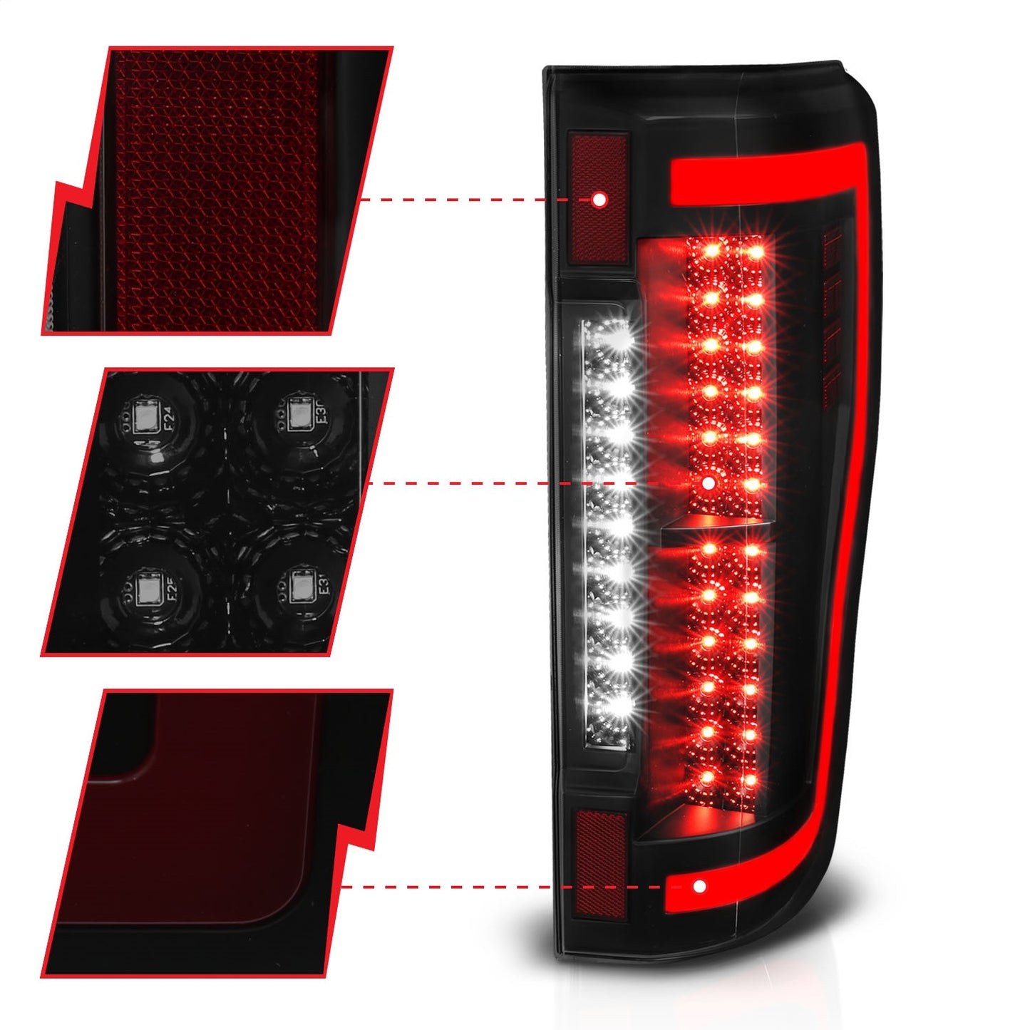 Anzo USA | LED Tail Light Assembly LED Smoke Lens Pair | Fits F-250 Super Duty | 311288