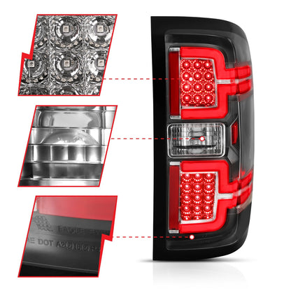Anzo USA | LED Tail Light Assembly LED Black Lens Pair | Fits Silverado 1500 | 311289