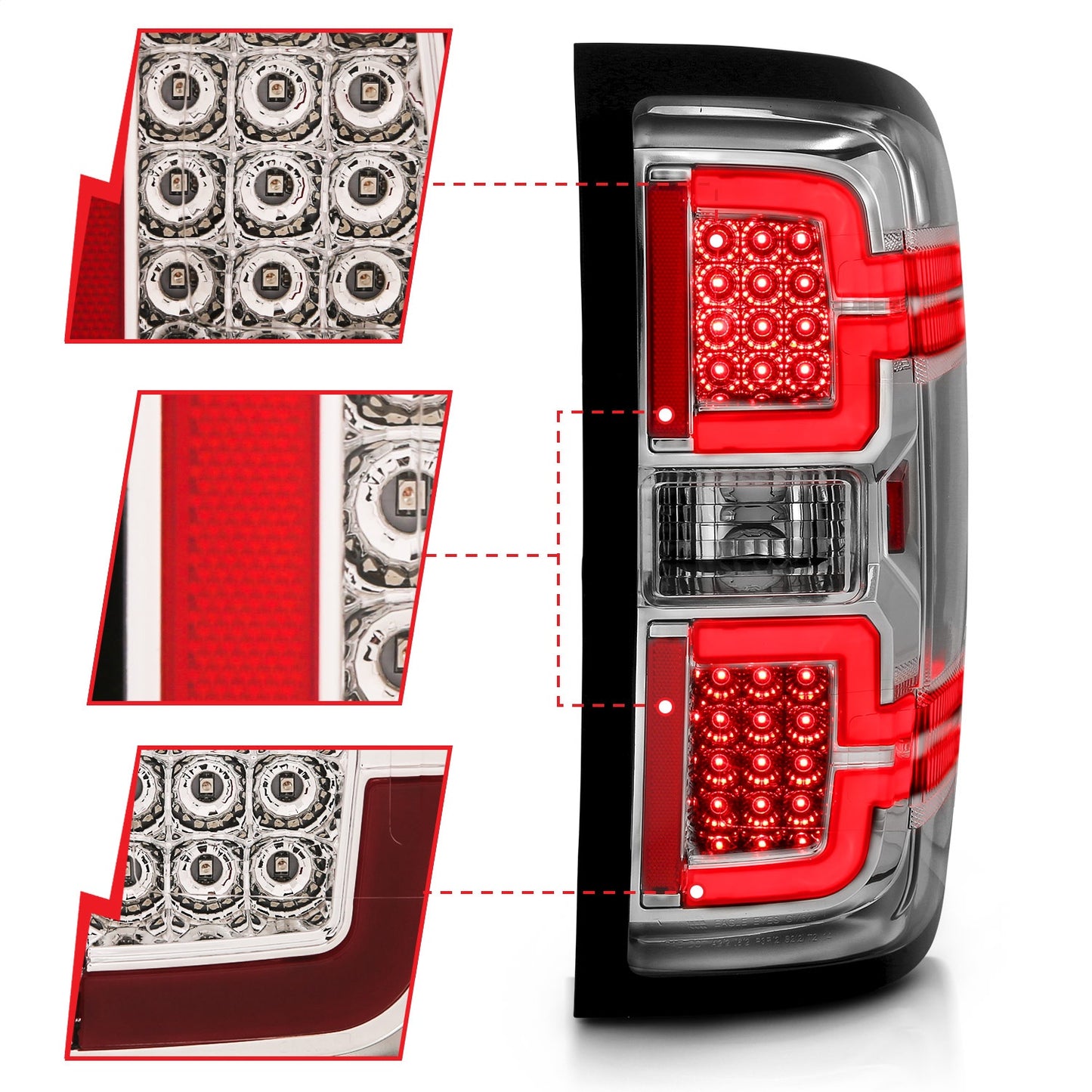 Anzo USA | LED Tail Light Assembly LED Chrome Lens Pair | Fits Silverado 1500 | 311291