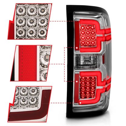 Anzo USA | LED Tail Light Assembly LED Chrome Lens Pair | Fits Silverado 1500 | 311291