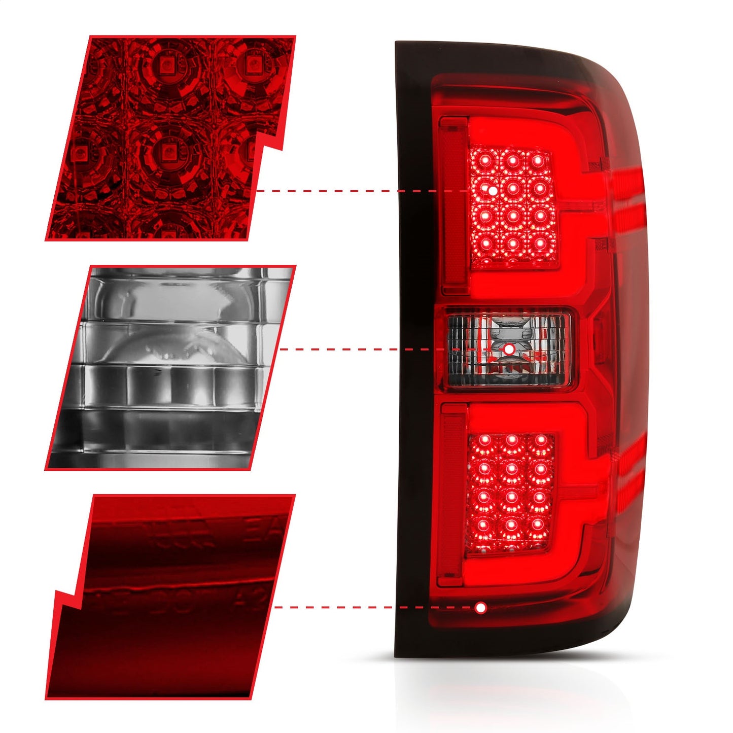 Anzo USA | Tail Light Assembly LED Red/Clear Lens Pair | Fits Silverado 1500 | 311292