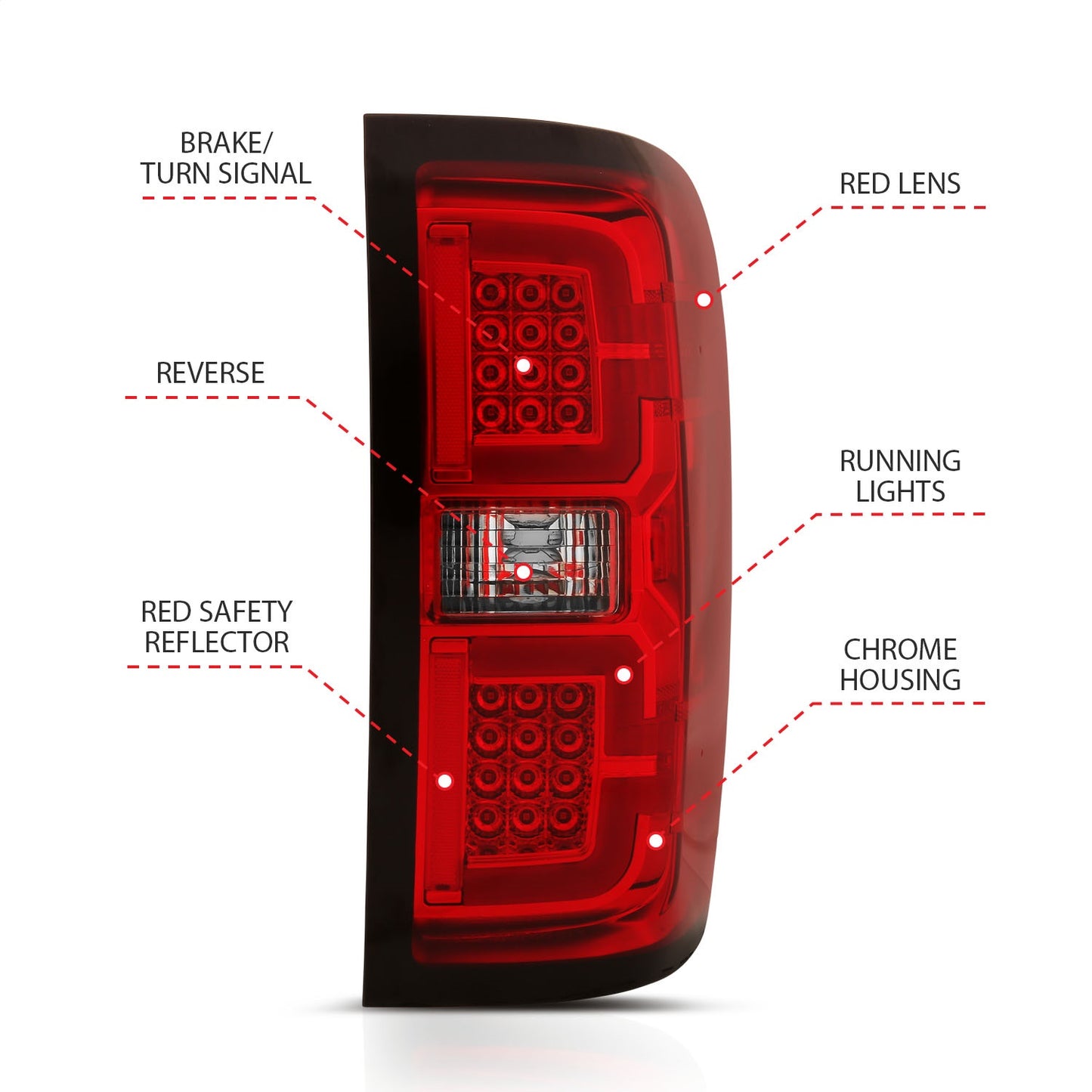Anzo USA | Tail Light Assembly LED Red/Clear Lens Pair | Fits Silverado 1500 | 311292