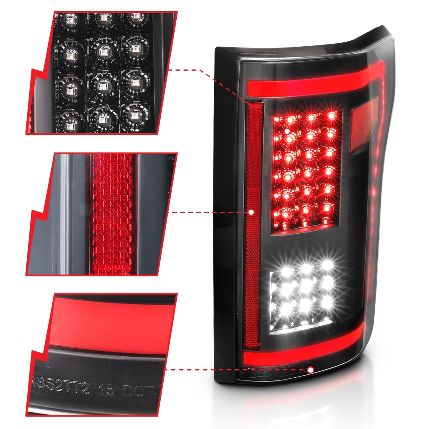 Anzo USA | LED Tail Light Assembly LED w/Black Sequential Lens Pair | Fits F-150 | 311293