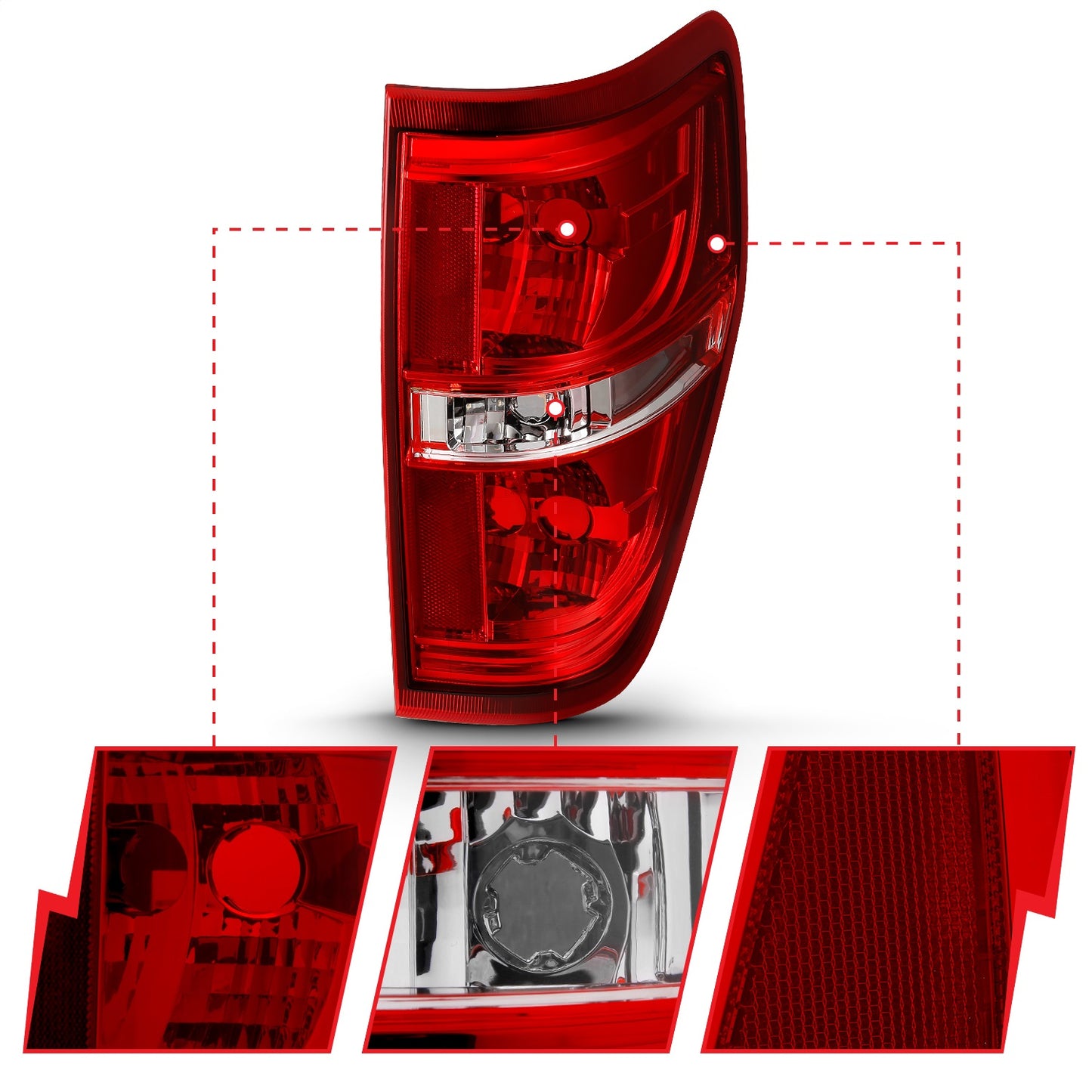 Anzo USA | Tail Light Assembly Red/Clear Lens w/o Bulb Pair | Fits F-150 | 311299
