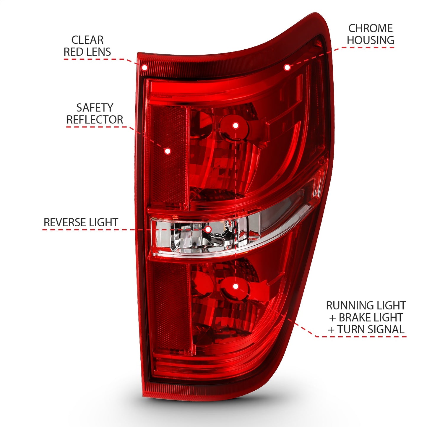 Anzo USA | Tail Light Assembly Red/Clear Lens w/o Bulb Pair | Fits F-150 | 311299