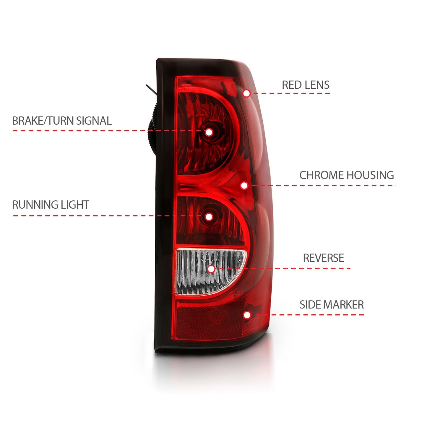 Anzo USA | Tail Light Assembly Red/Clear Lens w/Black Trim OE Replacement | Fits Silverado 1500 | 311302