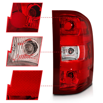 Anzo USA | Tail Light Assembly Red/Clear Lens OE Replacement | Fits Silverado 1500 | 311303