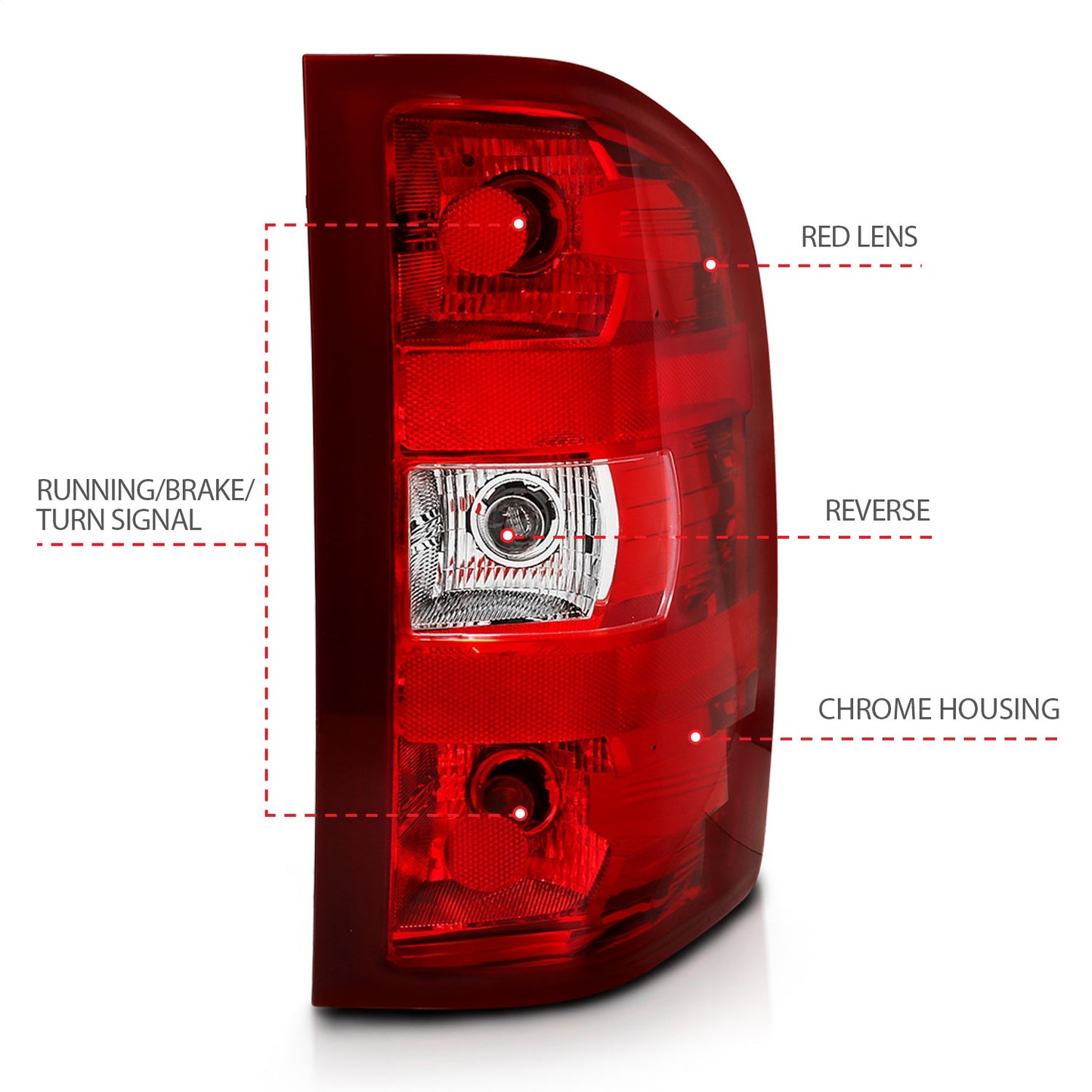 Anzo USA | Tail Light Assembly Red/Clear Lens OE Replacement | Fits Silverado 1500 | 311303