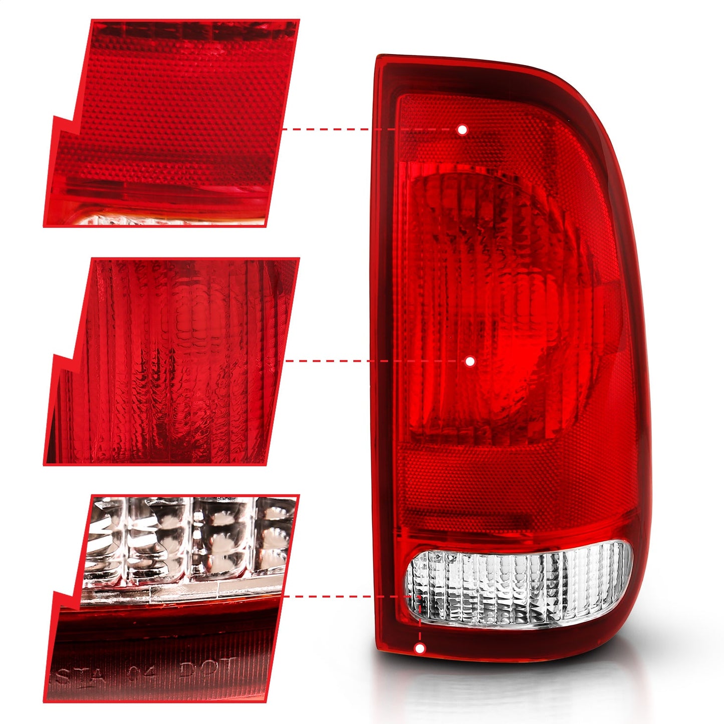 Anzo USA | Tail Light Assembly Red/Clear Lens OE Replacement | Fits F-250 Super Duty | 311307