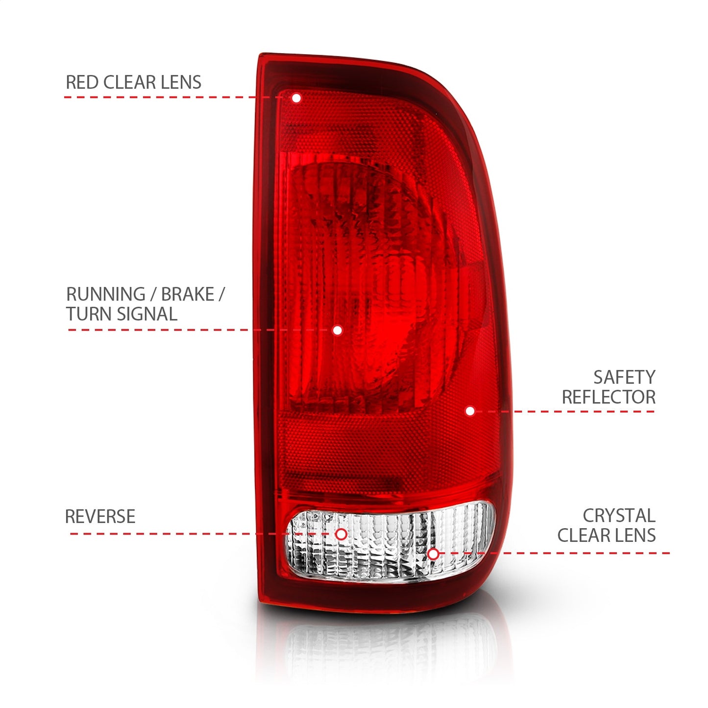 Anzo USA | Tail Light Assembly Red/Clear Lens OE Replacement | Fits F-250 Super Duty | 311307