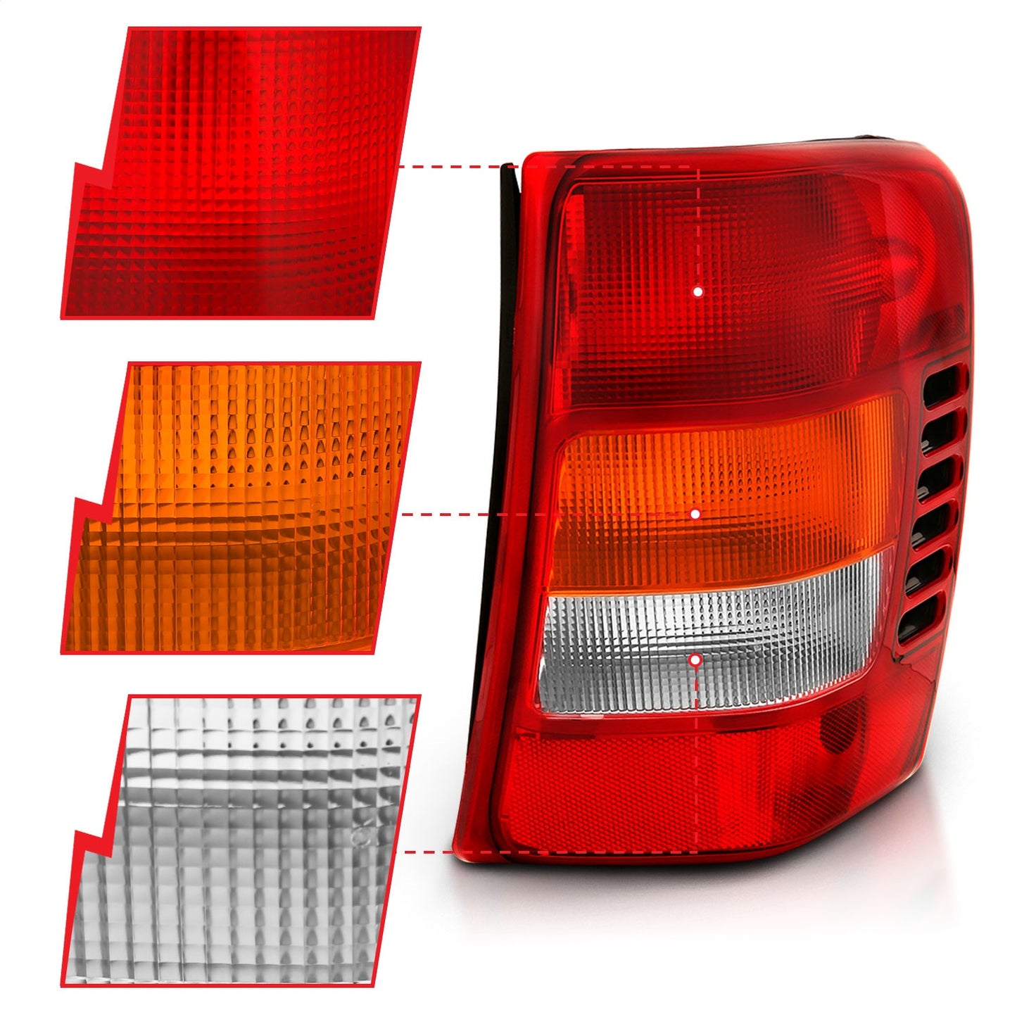 Anzo USA | Tail Light Assembly Red/Clear Lens OE Replacement | Fits Grand Cherokee | 311308