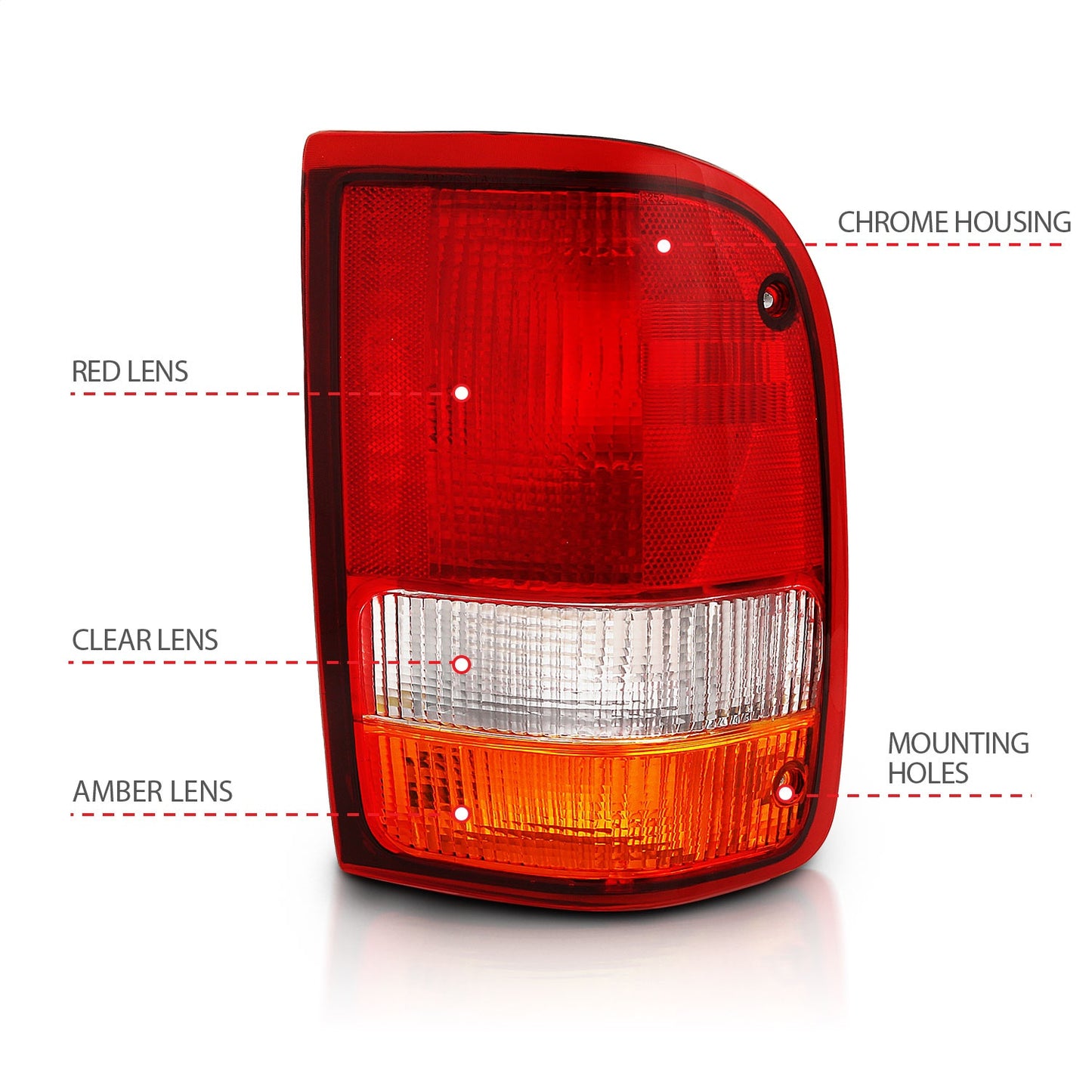 Anzo USA | Tail Light Assembly Red/Clear Lens Pair | Fits Ranger | 311310