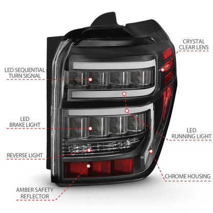 Anzo USA | LED Tail Light Assembly LED Clear Lens Black Housing Red Light Bar w/Sequential Pair | Fits 4Runner | 311311
