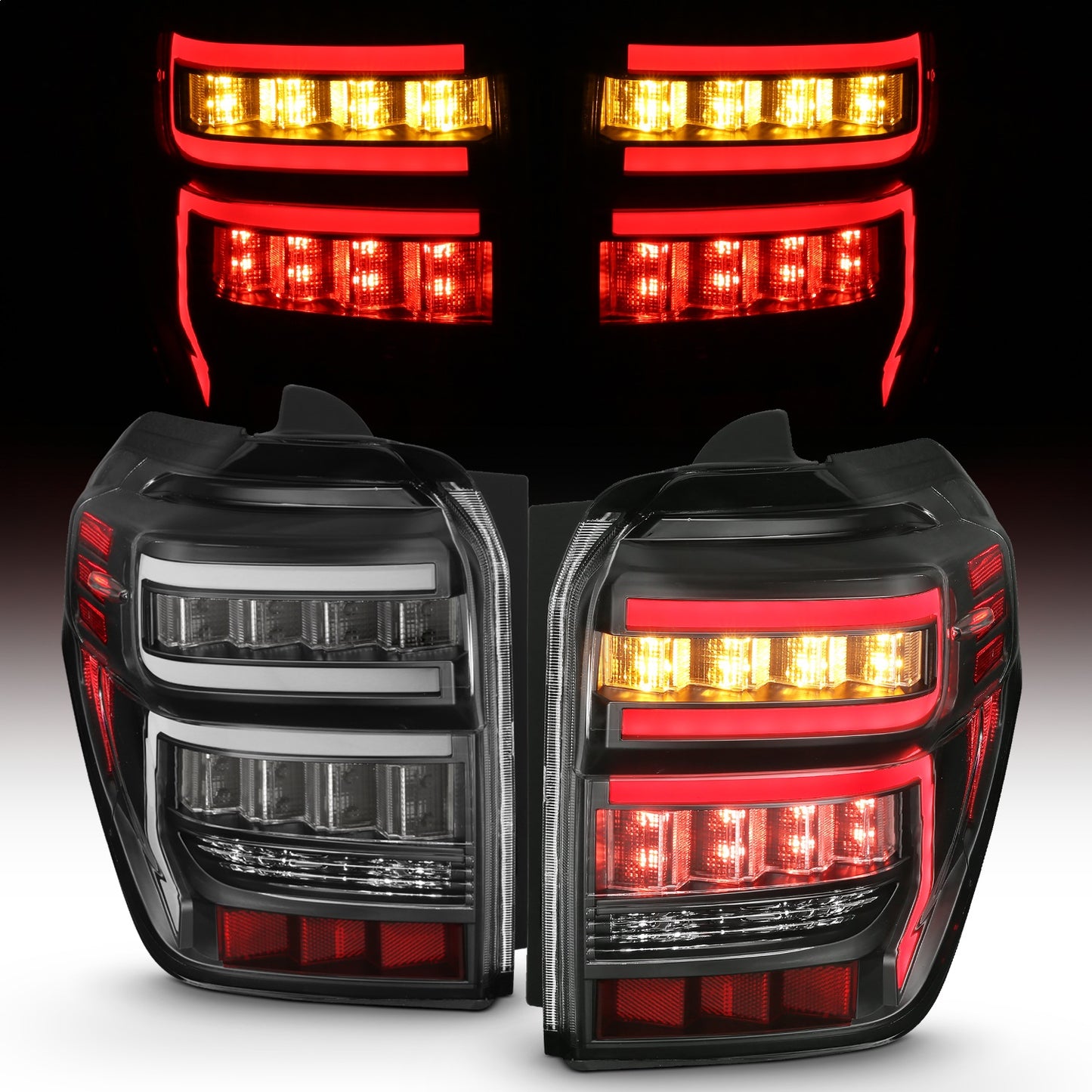 Anzo USA | LED Tail Light Assembly LED Clear Lens Black Housing Red Light Bar w/Sequential Pair | Fits 4Runner | 311311