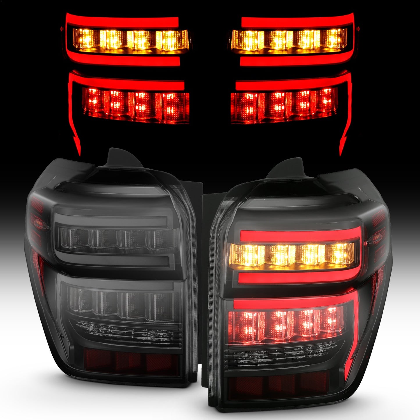 Anzo USA | LED Tail Light Assembly LED Smoke Lens Black Housing Red Light Bar w/Sequential Pair | Fits 4Runner | 311312