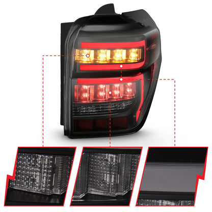 Anzo USA | LED Tail Light Assembly LED Smoke Lens Black Housing Red Light Bar w/Sequential Pair | Fits 4Runner | 311312