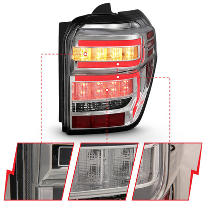 Anzo USA | LED Tail Light Assembly LED Clear Lens Chrome Housing Red Light Bar w/Sequential Pair | Fits 4Runner | 311313