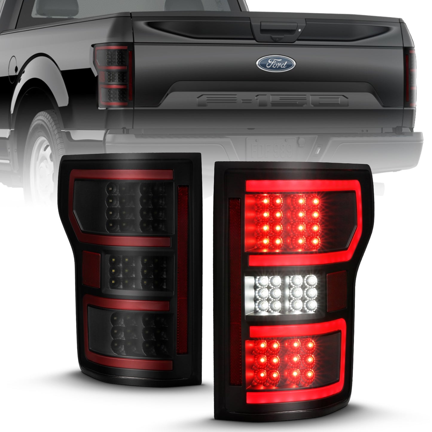 Anzo USA | LED Tail Light Assembly LED Clear Lens Black Housing Red Light Bar w/Sequential Pair | Fits F-150 | 311314