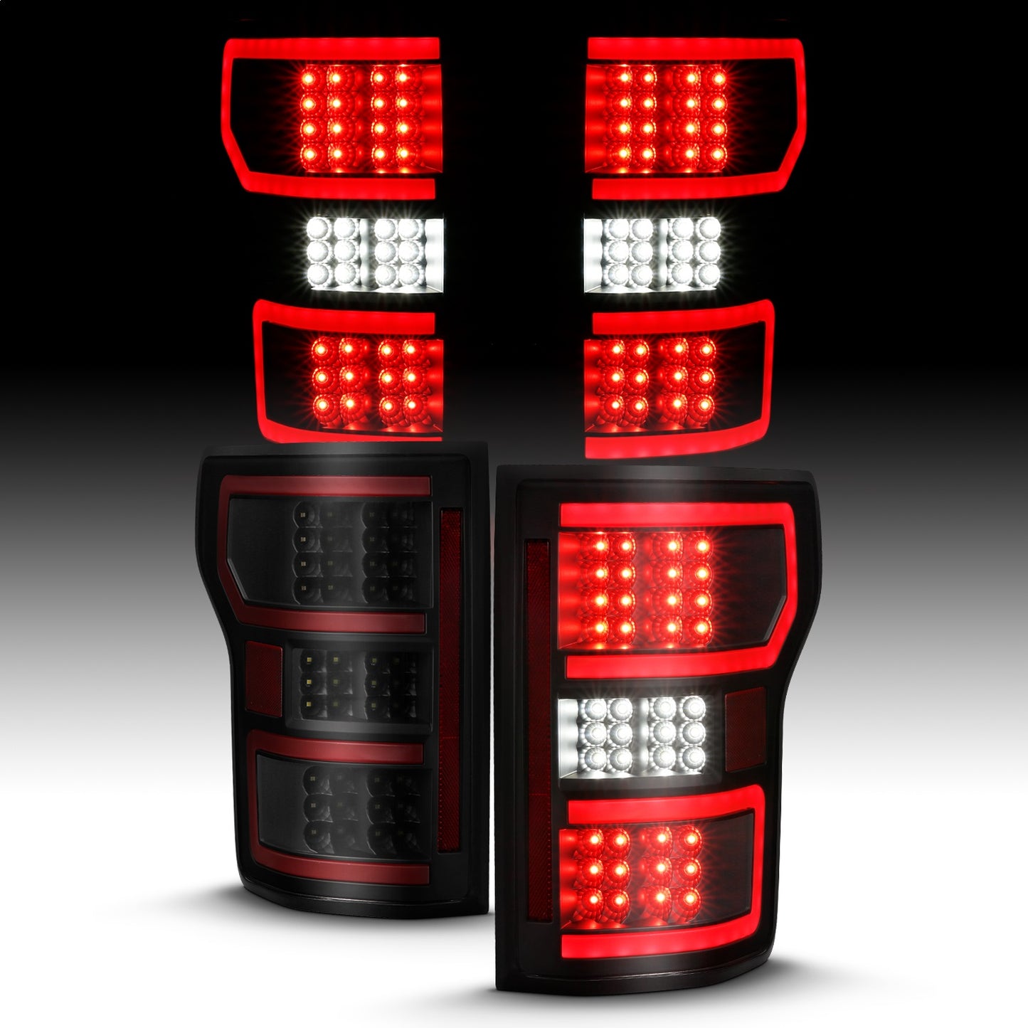 Anzo USA | LED Tail Light Assembly LED Clear Lens Black Housing Red Light Bar w/Sequential Pair | Fits F-150 | 311314