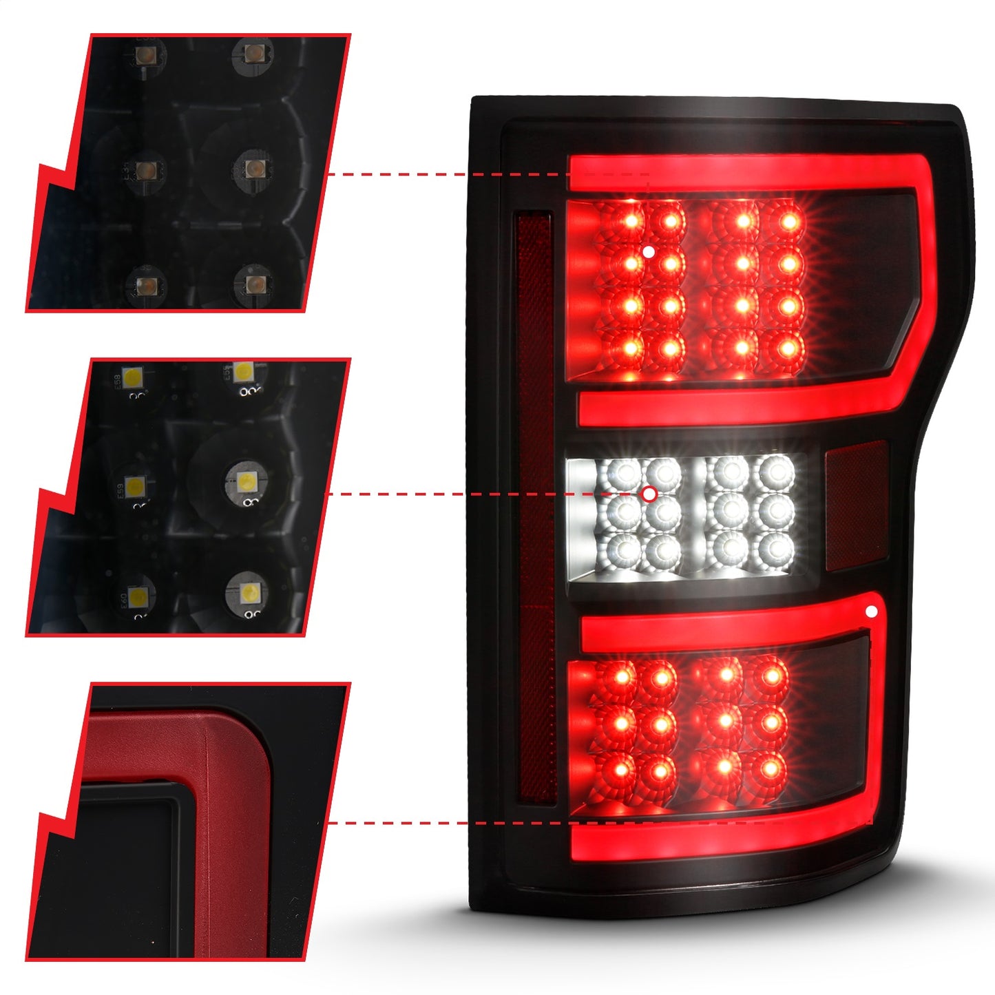 Anzo USA | LED Tail Light Assembly LED Clear Lens Black Housing Red Light Bar w/Sequential Pair | Fits F-150 | 311314