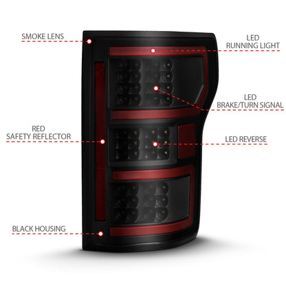 Anzo USA | LED Tail Light Assembly LED Clear Lens Black Housing Red Light Bar w/Sequential Pair | Fits F-150 | 311314