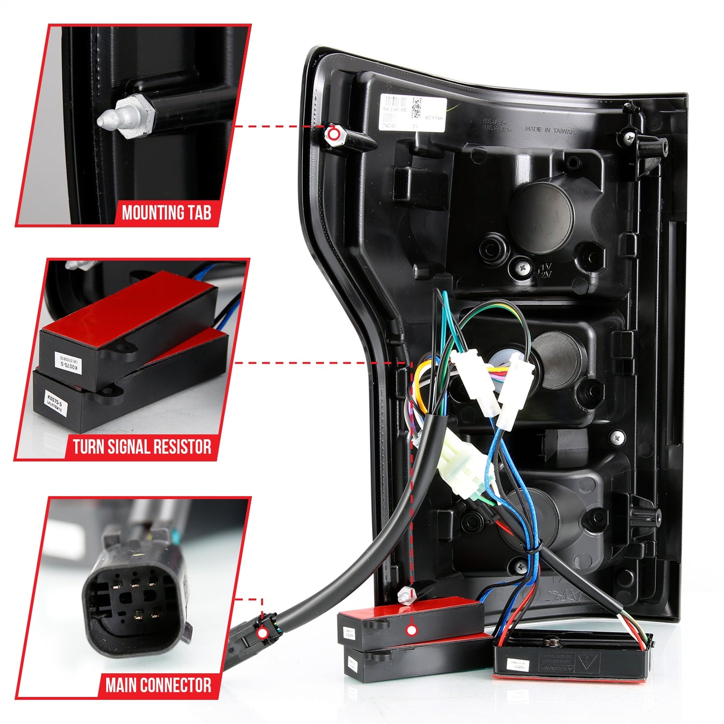 Anzo USA | LED Tail Light Assembly LED Clear Lens Black Housing Red Light Bar w/Sequential Pair | Fits F-150 | 311314