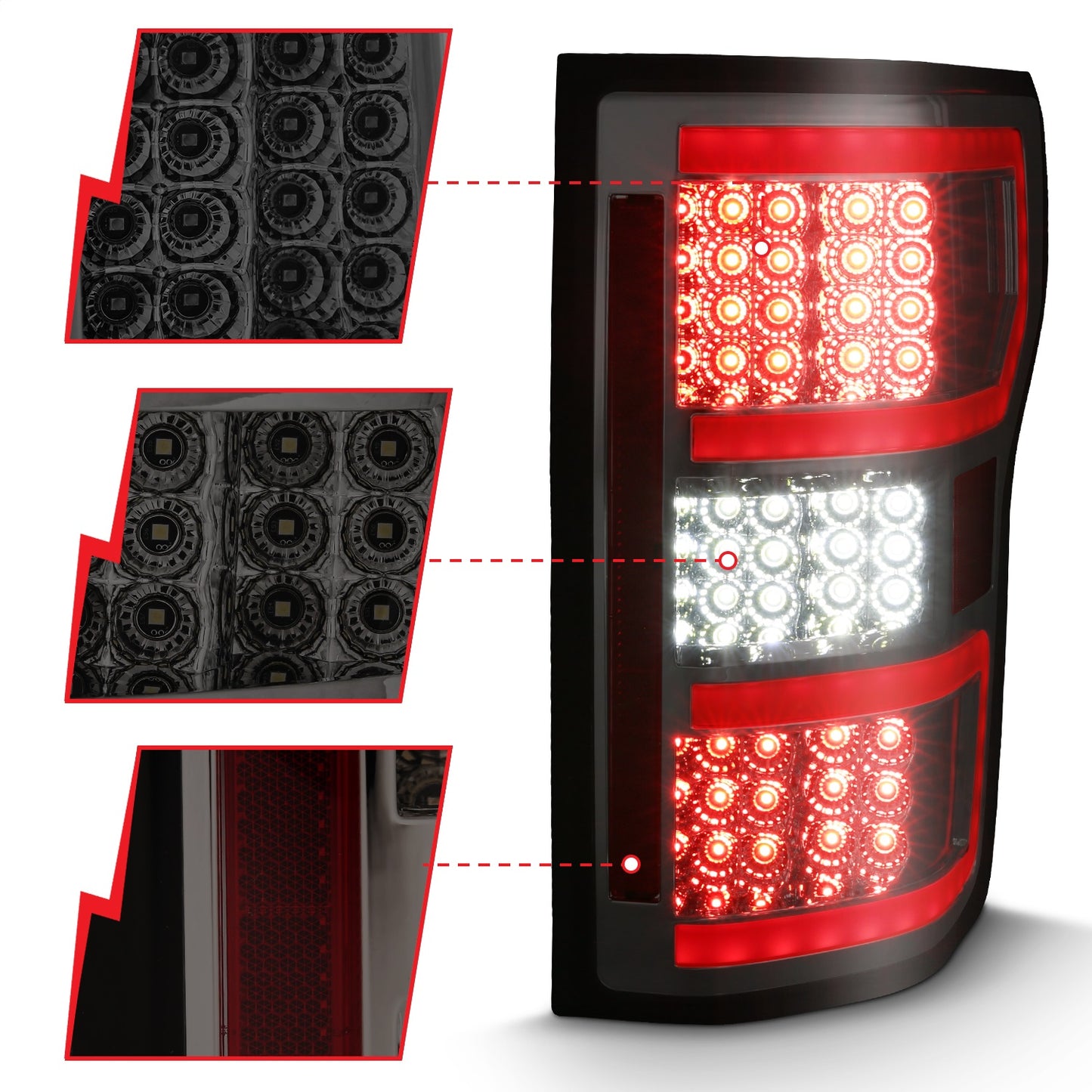 Anzo USA | Tail Light Assembly LED Clear Lens Smoke Housing Red Light Bar w/Sequential Pair | Fits F-150 | 311315