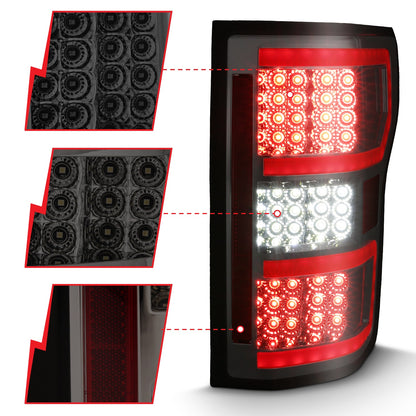 Anzo USA | Tail Light Assembly LED Clear Lens Smoke Housing Red Light Bar w/Sequential Pair | Fits F-150 | 311315
