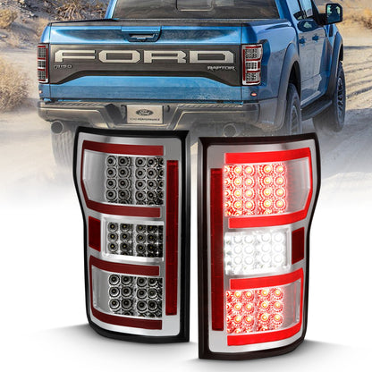 Anzo USA | LED Tail Light Assembly LED Clear Lens Chrome Housing Red Light Bar w/Sequential Pair | Fits F-150 | 311316