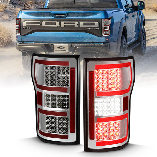 Anzo USA | LED Tail Light Assembly LED Clear Lens Chrome Housing Red Light Bar w/Sequential Pair | Fits F-150 | 311316