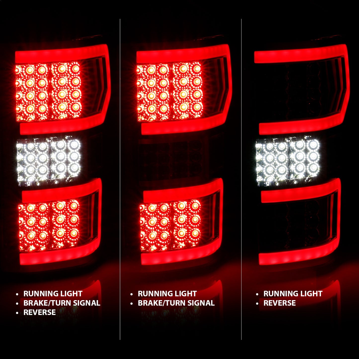 Anzo USA | LED Tail Light Assembly LED Clear Lens Chrome Housing Red Light Bar w/Sequential Pair | Fits F-150 | 311316