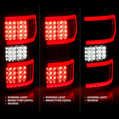 Anzo USA | LED Tail Light Assembly LED Clear Lens Chrome Housing Red Light Bar w/Sequential Pair | Fits F-150 | 311316