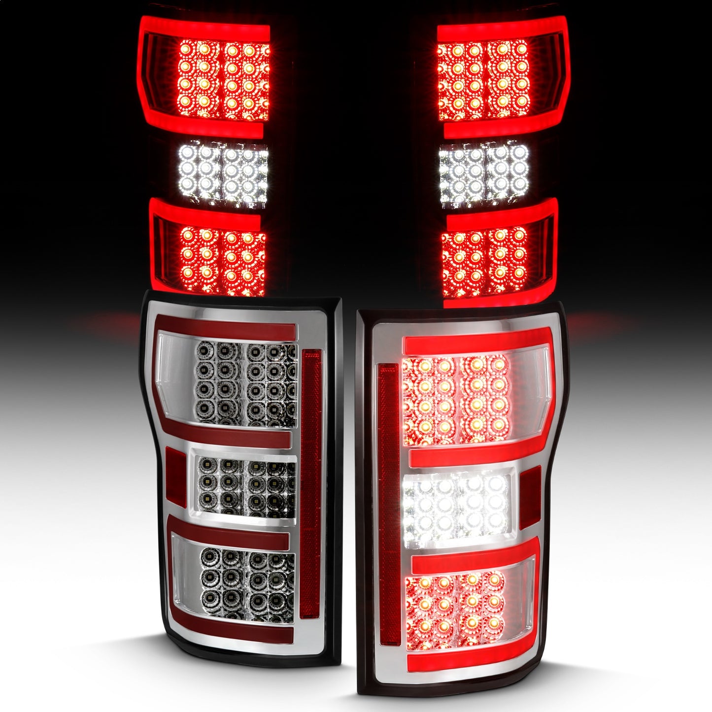 Anzo USA | LED Tail Light Assembly LED Clear Lens Chrome Housing Red Light Bar w/Sequential Pair | Fits F-150 | 311316
