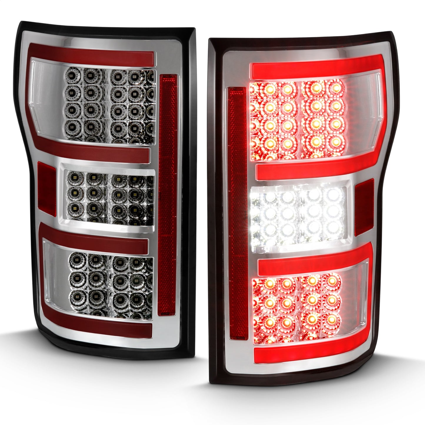 Anzo USA | LED Tail Light Assembly LED Clear Lens Chrome Housing Red Light Bar w/Sequential Pair | Fits F-150 | 311316