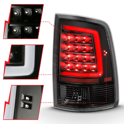 Anzo USA | LED Tail Light Assembly LED Clear Lens Black Housing w/Plank Style Design Pair | Fits Ram 1500 | 311318