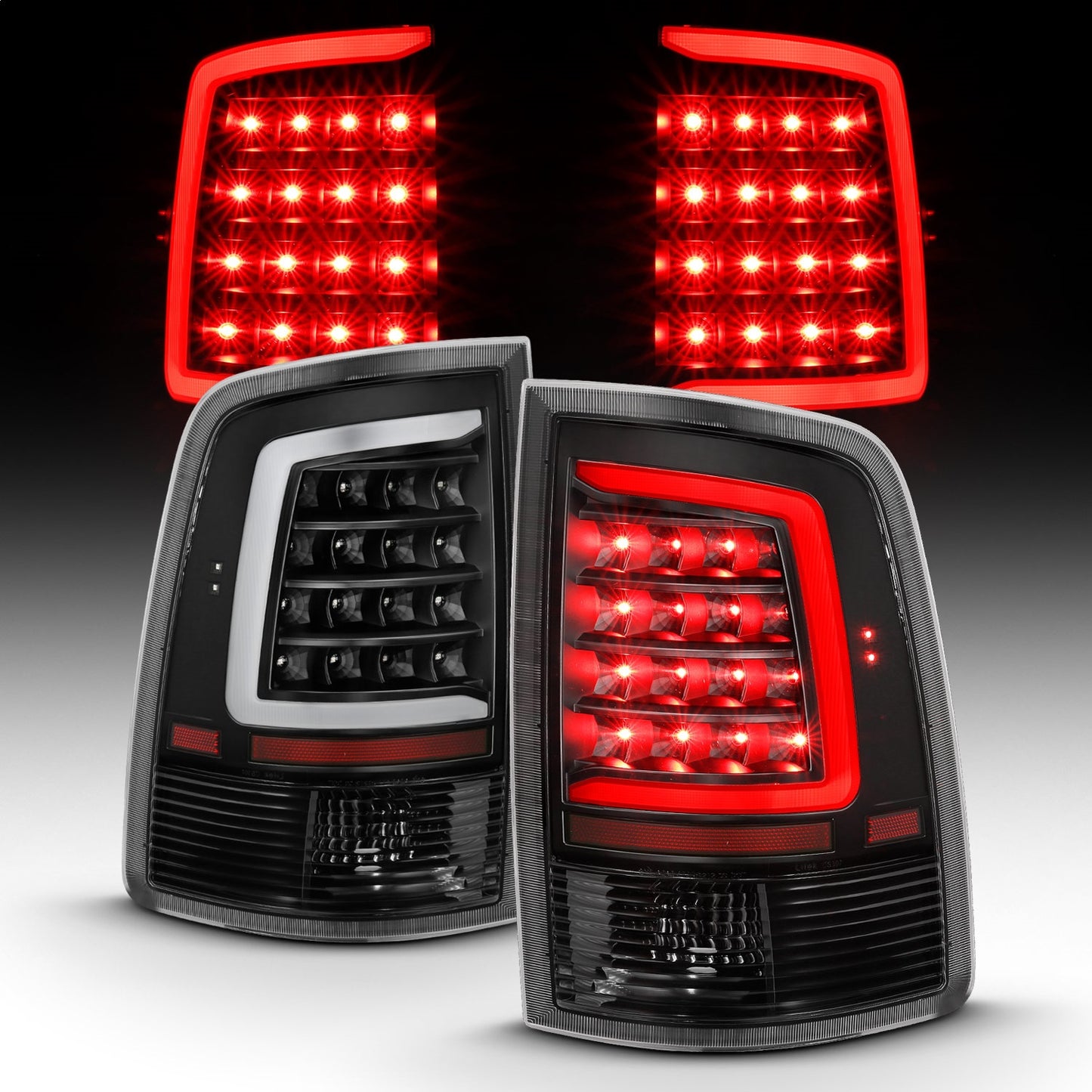 Anzo USA | LED Tail Light Assembly LED Clear Lens Black Housing w/Plank Style Design Pair | Fits Ram 1500 | 311318