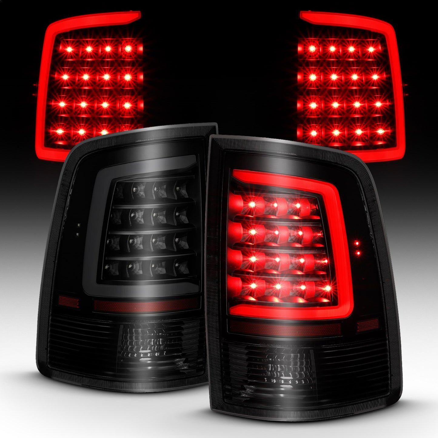 Anzo USA | LED Tail Light Assembly LED Smoke Lens Black Housing w/Plank Style Design Pair | Fits Ram 1500 | 311319