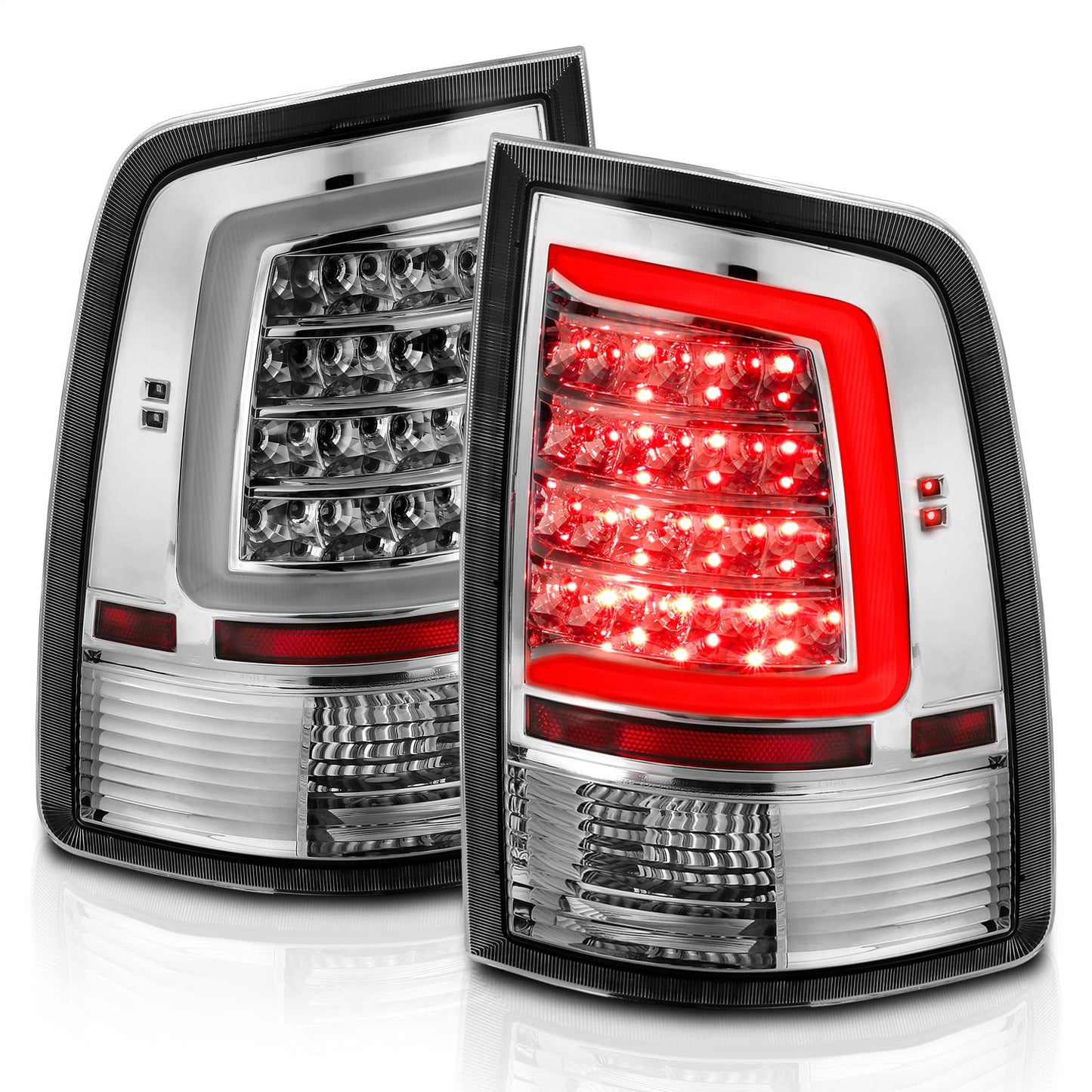 Anzo USA | LED Tail Light Assembly LED Clear Lens Chrome Housing w/Plank Style Design Pair | Fits Ram 1500 | 311320