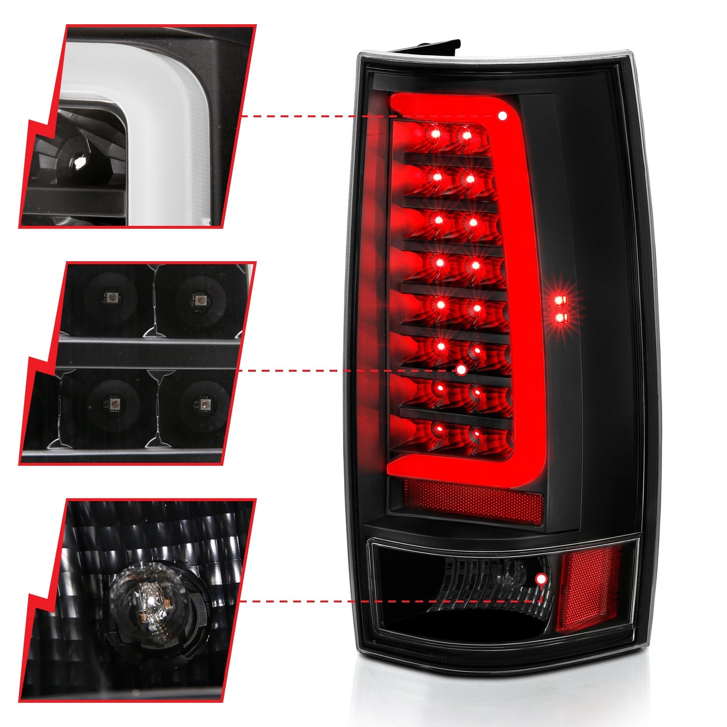 Anzo USA | LED Tail Light Assembly LED Clear Lens Black Housing w/Plank Style Design Pair | Fits Silverado 2500 HD | 311321