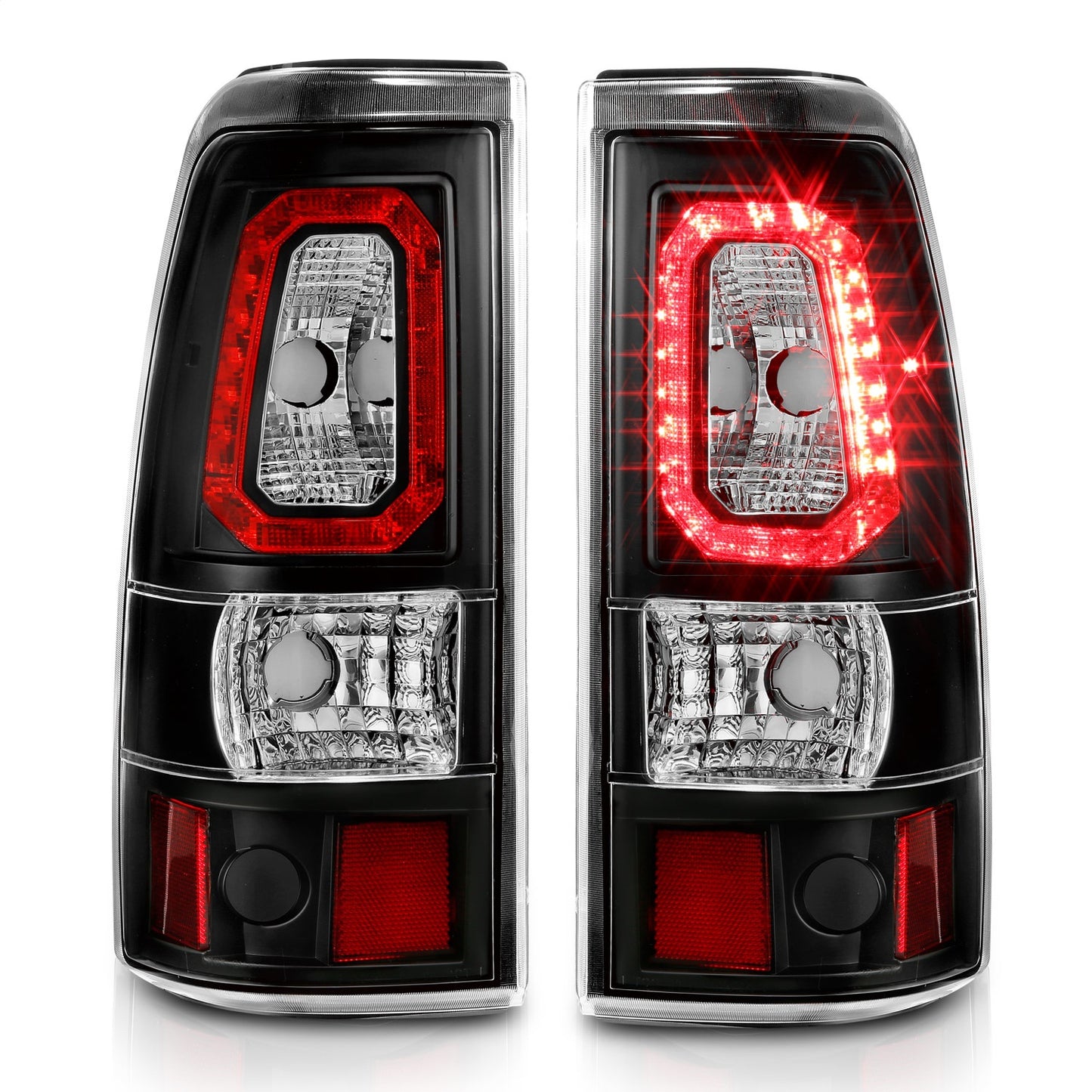 Anzo USA | LED Tail Light Assembly LED Clear Lens Black Housing Pair | Fits Silverado 1500 | 311324