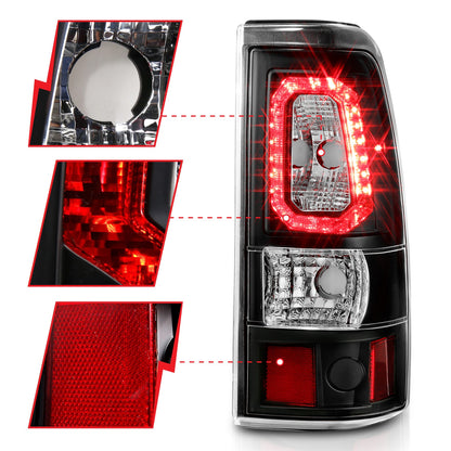 Anzo USA | LED Tail Light Assembly LED Clear Lens Black Housing Pair | Fits Silverado 1500 | 311324