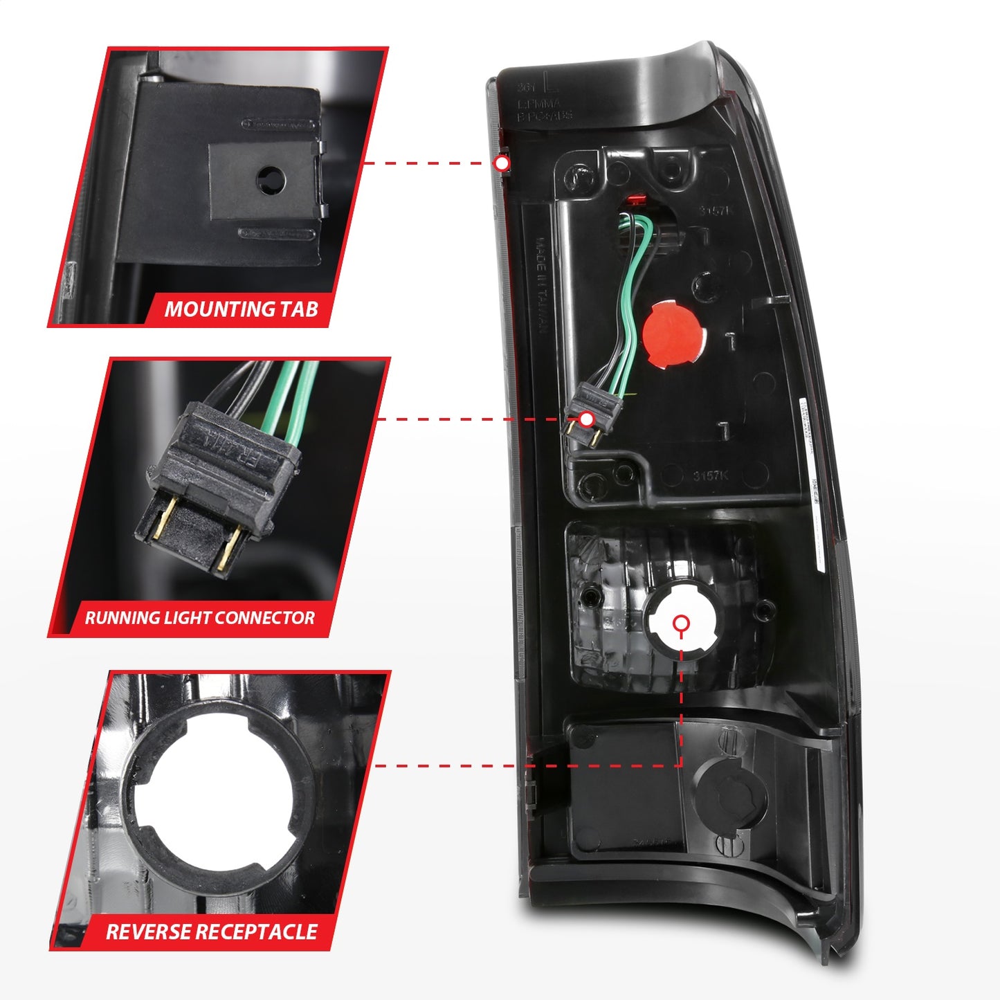 Anzo USA | LED Tail Light Assembly LED Smoke Lens Black Housing Pair | Fits Silverado 1500 | 311325
