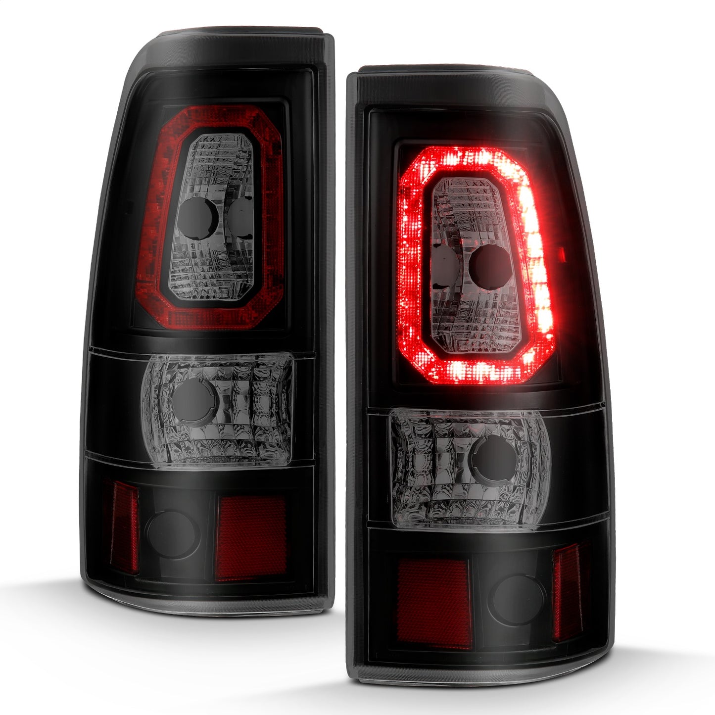 Anzo USA | LED Tail Light Assembly LED Smoke Lens Black Housing Pair | Fits Silverado 1500 | 311325