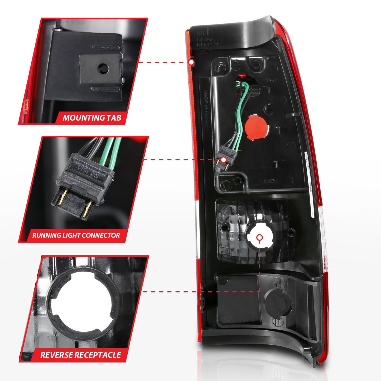 Anzo USA | LED Tail Light Assembly LED Red/Clear Lens Chrome Housing Pair | Fits Silverado 1500 | 311326