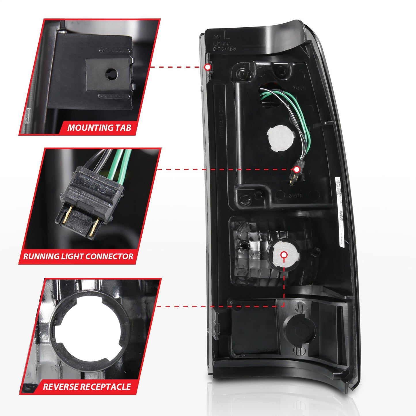 Anzo USA | LED Tail Light Assembly LED Smoke Lens Black Housing Pair | Fits Silverado 1500 | 311328