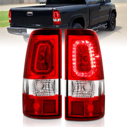Anzo USA | LED Tail Light Assembly LED Red/Clear Lens Chrome Housing Pair | Fits Silverado 1500 | 311329
