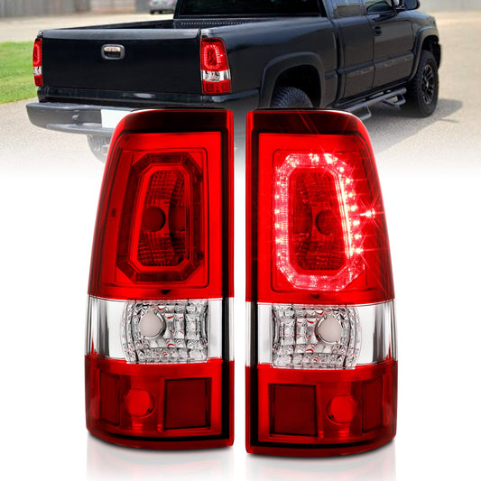 Anzo USA | LED Tail Light Assembly LED Red/Clear Lens Chrome Housing Pair | Fits Silverado 1500 | 311329