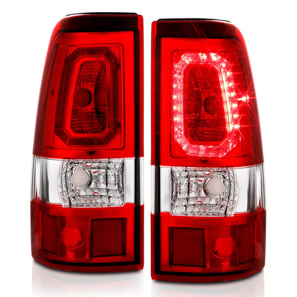 Anzo USA | LED Tail Light Assembly LED Red/Clear Lens Chrome Housing Pair | Fits Silverado 1500 | 311329