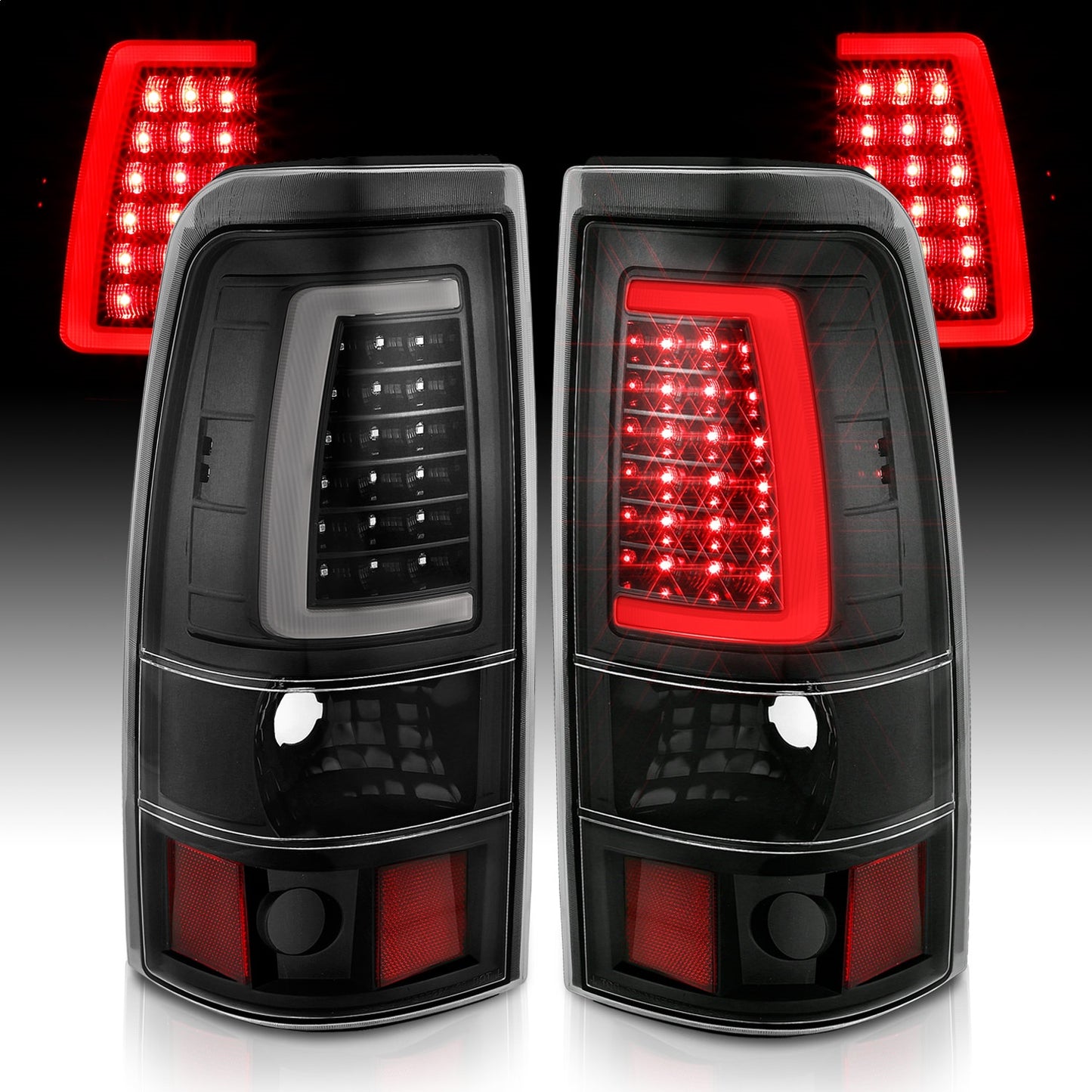 Anzo USA | LED Tail Light Assembly LED Clear Lens Black Pair | Fits Silverado 1500 | 311330